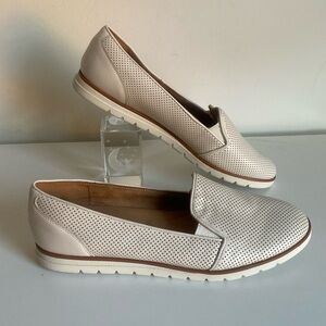 Easy Spirit Classic Leather Slip On Loafers Flats Size 9W White Lightweight